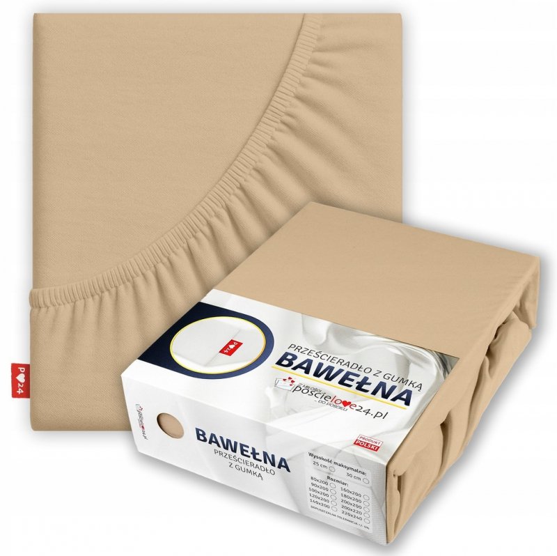 Prześcieradło 100x200 z Gumką GRUBA Bawełna Premium Bok 30 cm Beżowy