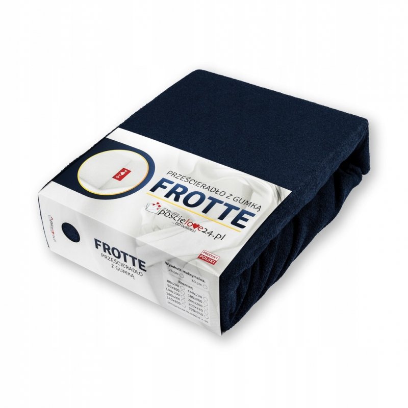 Prześcieradło Frotte z Gumką 100x200 Gruba Bawełna 200g Bok 30 cm granatowy