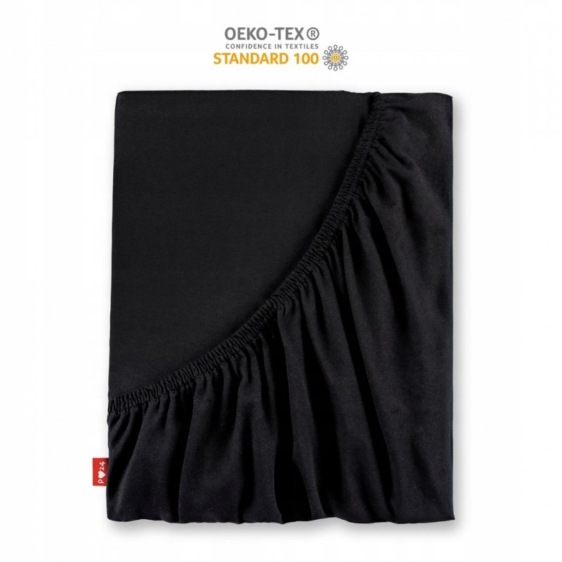 Prześcieradło Jersey z Gumką 100x200 Gruba Bawełna Czesana Bok 30 cm czarny