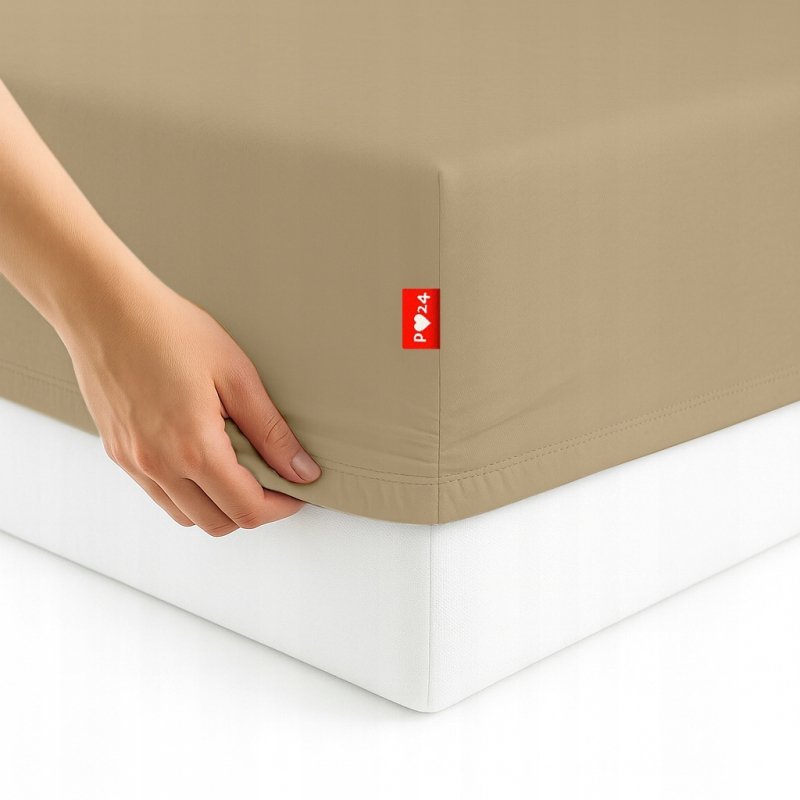 Prześcieradło Jersey z Gumką 160x200 Gruba Bawełna Czesana Bok 30 cm beżowy