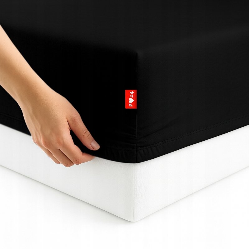 Prześcieradło 120x200 z Gumką GRUBA Bawełna Premium Bok 30 cm Czarny