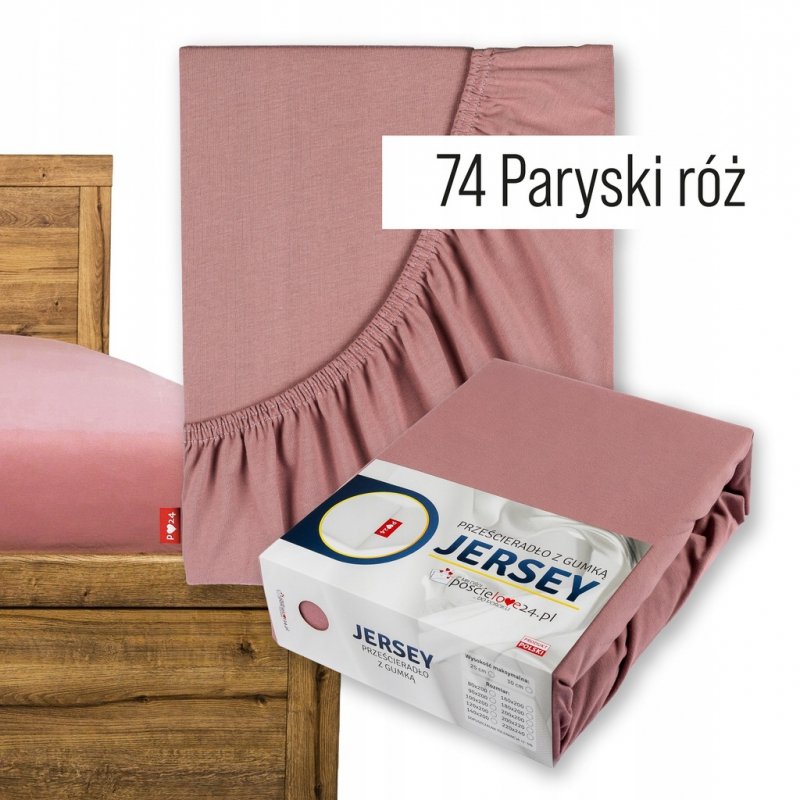 Prześcieradło Jersey z Gumką 160x200 Gruba Bawełna Bok 30 cm paryski róż