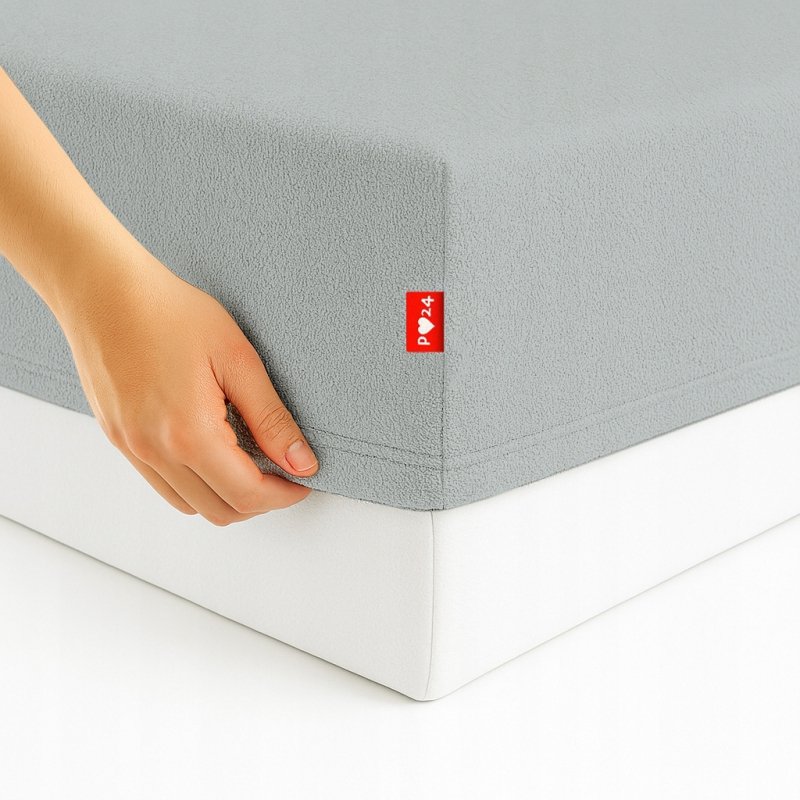 Prześcieradło Frotte z Gumką 160X200 Gruba Bawełna 200g Bok 30 cm popielaty