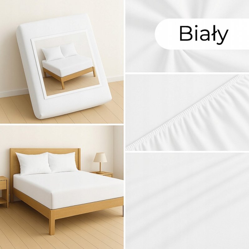 PRZEŚCIERADŁO Z GUMKĄ 80x200 BIAŁY MATERAC ZAKŁADKA DO 25 CM