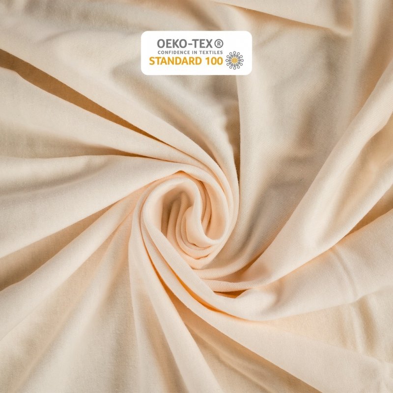 Prześcieradło Jersey z Gumką 220x240 Gruba Bawełna Bok 30 cm kość słoniowa