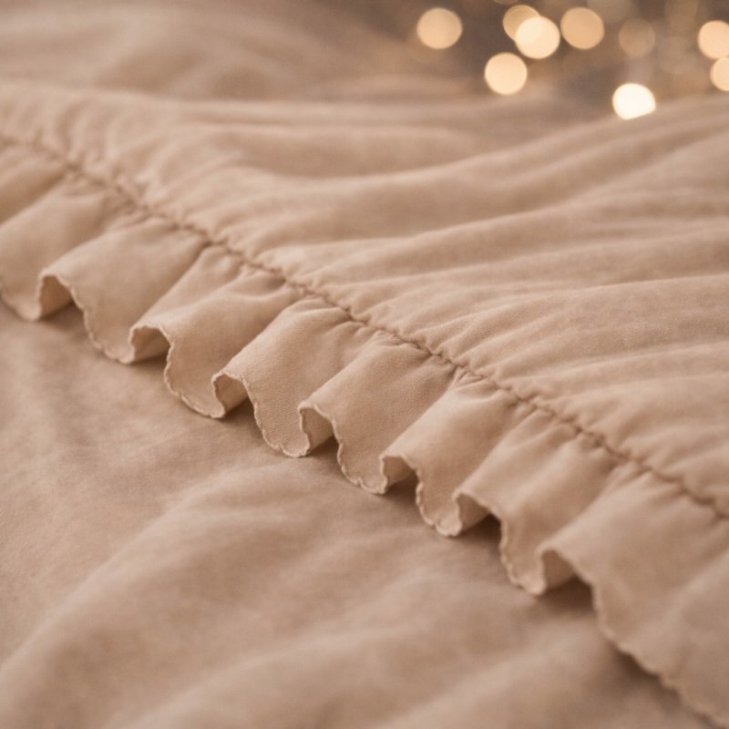 POŚCIEL 160x200 Z FALBANĄ KOMPLET 3 CZĘŚCIOWY MIKROFIBRA KOLOR BEŻ