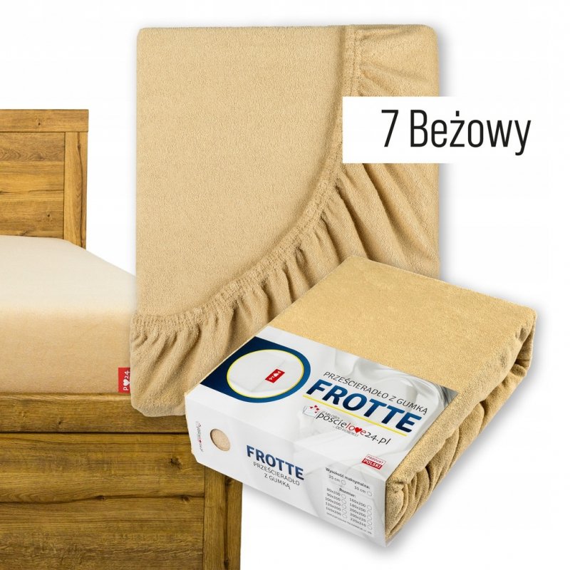Prześcieradło Frotte z Gumką 100x200 Gruba Bawełna 200g Bok 30 cm beżowy
