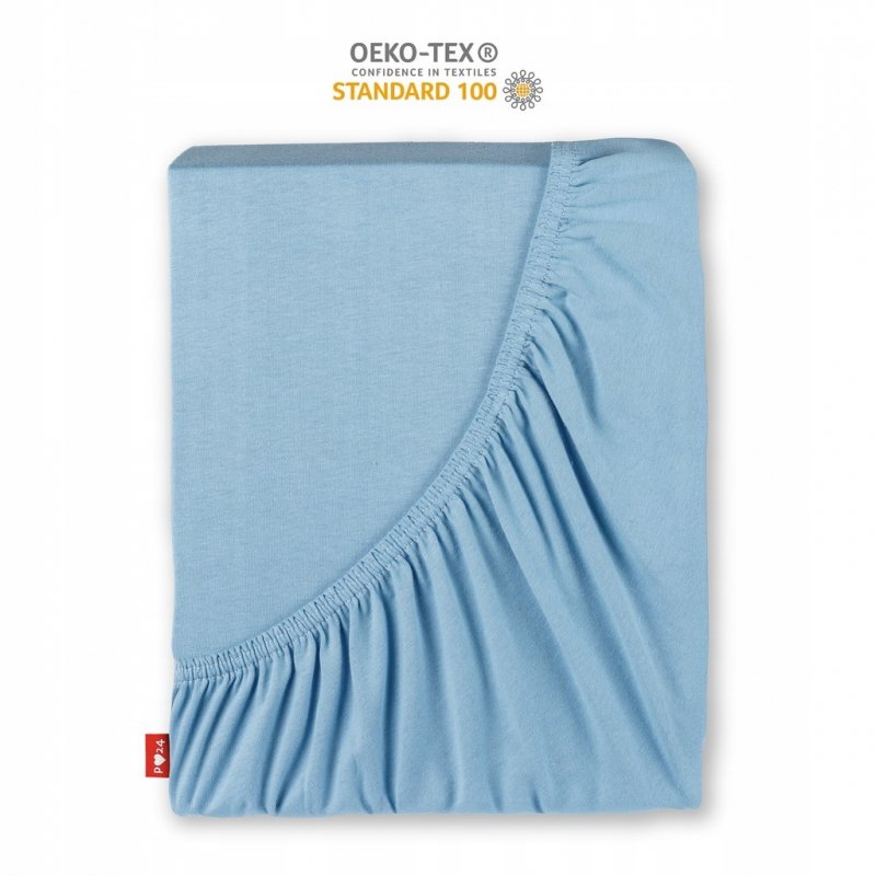 Prześcieradło Jersey z Gumką 160x200 Gruba Bawełna Bok 30 cm błękitny