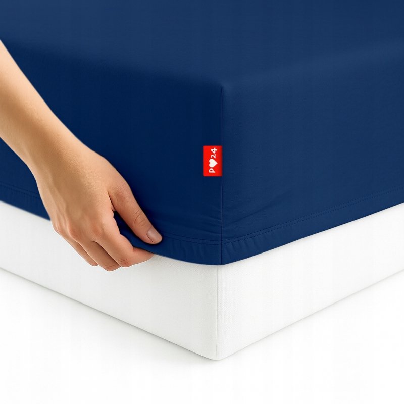 Prześcieradło 140x200 z Gumką GRUBA Bawełna Premium Bok 30 cm Granatowy