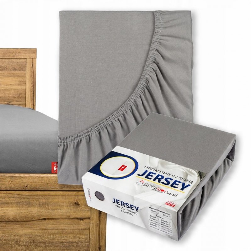 Prześcieradło Jersey z Gumką 120x200 Gruba Polska Bawełna Bok 30 cm stalowy