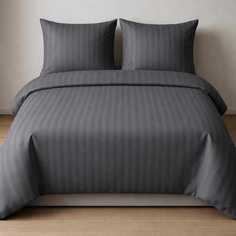 POŚCIEL 200x220 HOTELOWA 100% GRUBA BAWEŁNA SATYNOWA ADAMASZEK GRAFIT