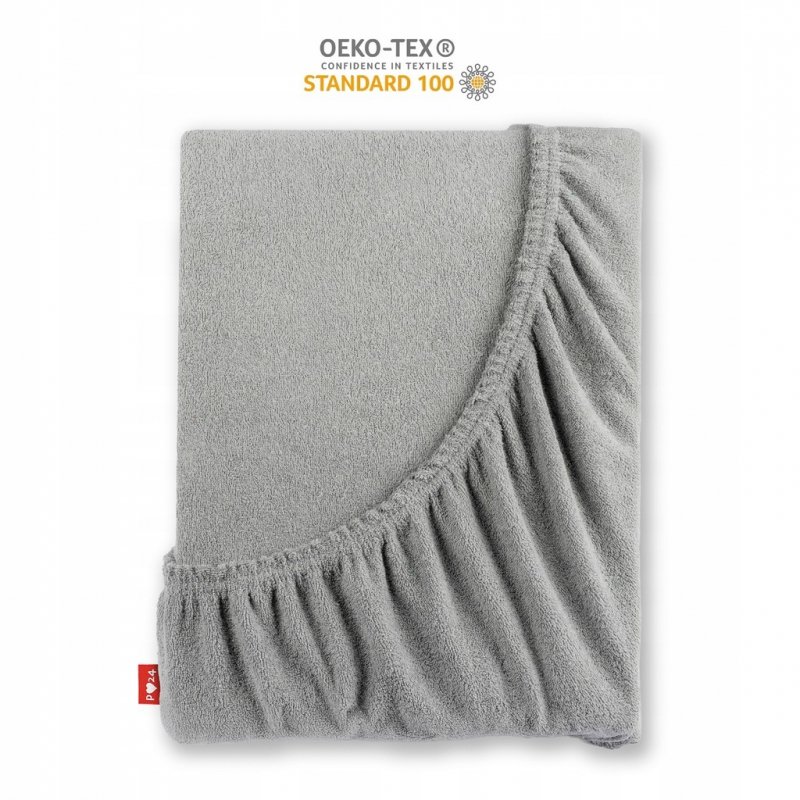 Prześcieradło Frotte z Gumką 100x200 Gruba Bawełna 200g Bok 30 cm stalowy