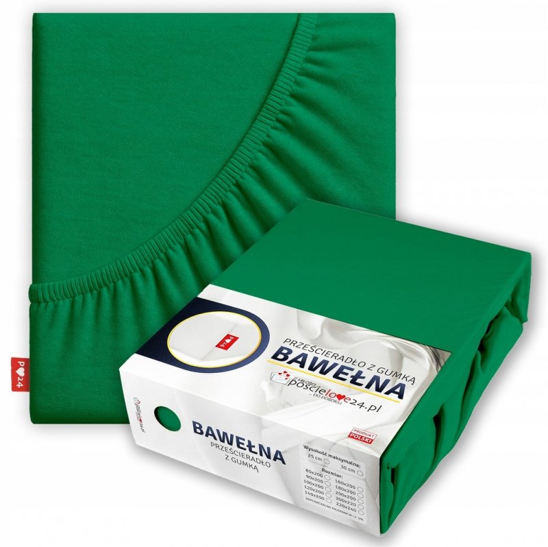 Prześcieradło 80x200 z Gumką GRUBA Bawełna Premium Bok 30 Butelkowa zieleń