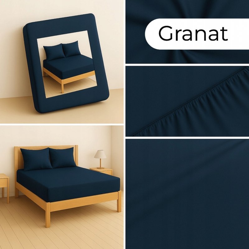 PRZEŚCIERADŁO Z GUMKĄ 200x220 GRANAT MATERAC ZAKŁADKA DO 25 CM