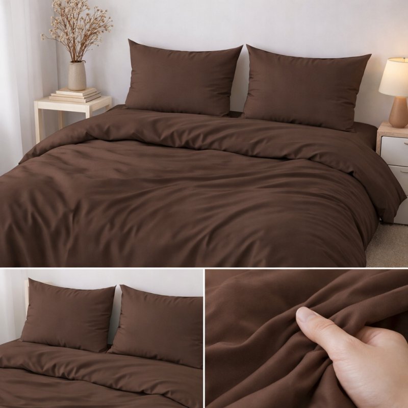 Pościel 160x200 + 2 Poszewki Komplet na Zamek – brąz