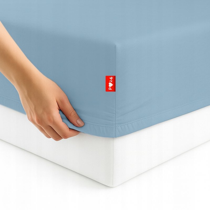 Prześcieradło Jersey z Gumką 140x200 Gruba Bawełna Bok 30 cm błękitny