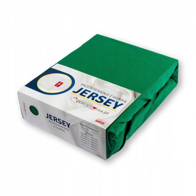 Prześcieradło Jersey z Gumką 200x200 Bawełna Bok 30 cm butelkowa zieleń