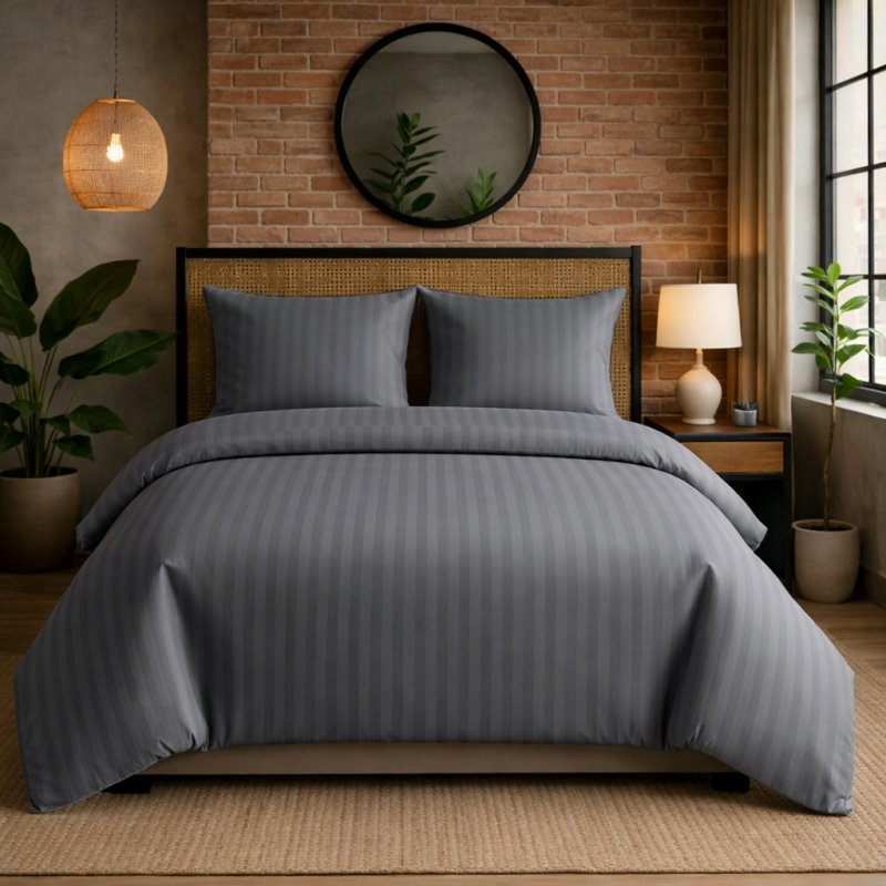 POŚCIEL 160x200 HOTELOWA 100% GRUBA BAWEŁNA SATYNOWA ADAMASZEK GRAFIT