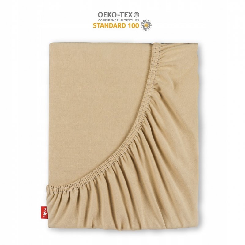 Prześcieradło Jersey z Gumką 120x200 Gruba Bawełna Czesana Bok 30 cm beżowy