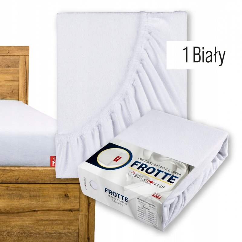 Prześcieradło Frotte z Gumką 200X200 Gruba Bawełna 200g Bok 30 cm biały
