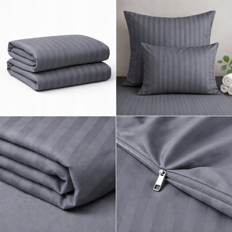 POŚCIEL 200x220 HOTELOWA 100% GRUBA BAWEŁNA SATYNOWA ADAMASZEK GRAFIT