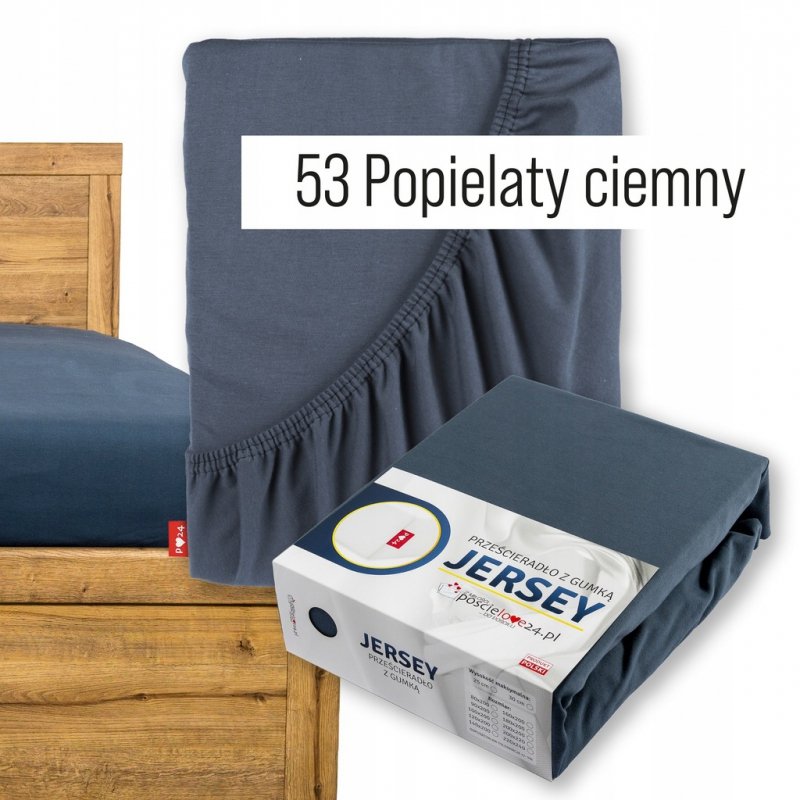 Prześcieradło Jersey z Gumką 120x200 Gruba Bawełna Bok 30 cm popiel ciemny