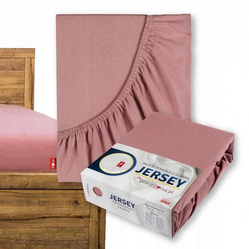 Prześcieradło Jersey z Gumką 120x200 Gruba Bawełna Bok 30 cm paryski róż