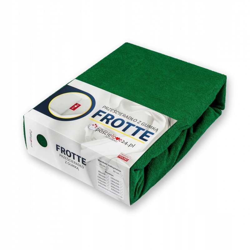Prześcieradło Frotte z Gumką 220X240 Gruba Bawełna Bok 30 butelkowa zieleń