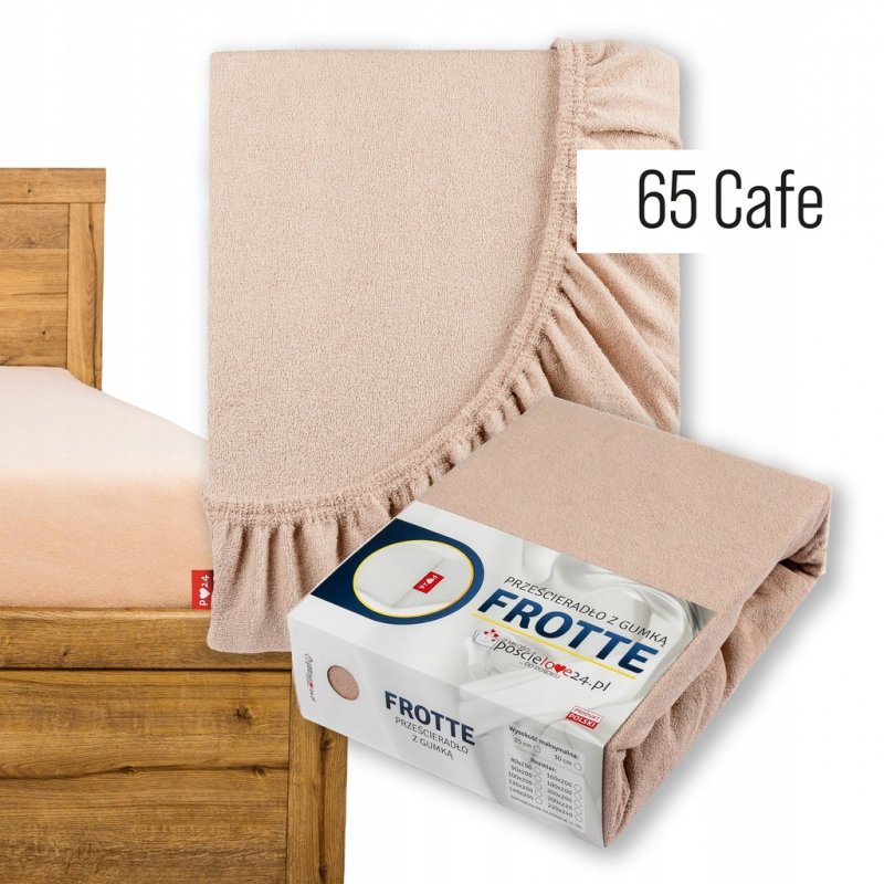 Prześcieradło Frotte z Gumką 140X200 Gruba Bawełna 200g Bok 30 cm cafe