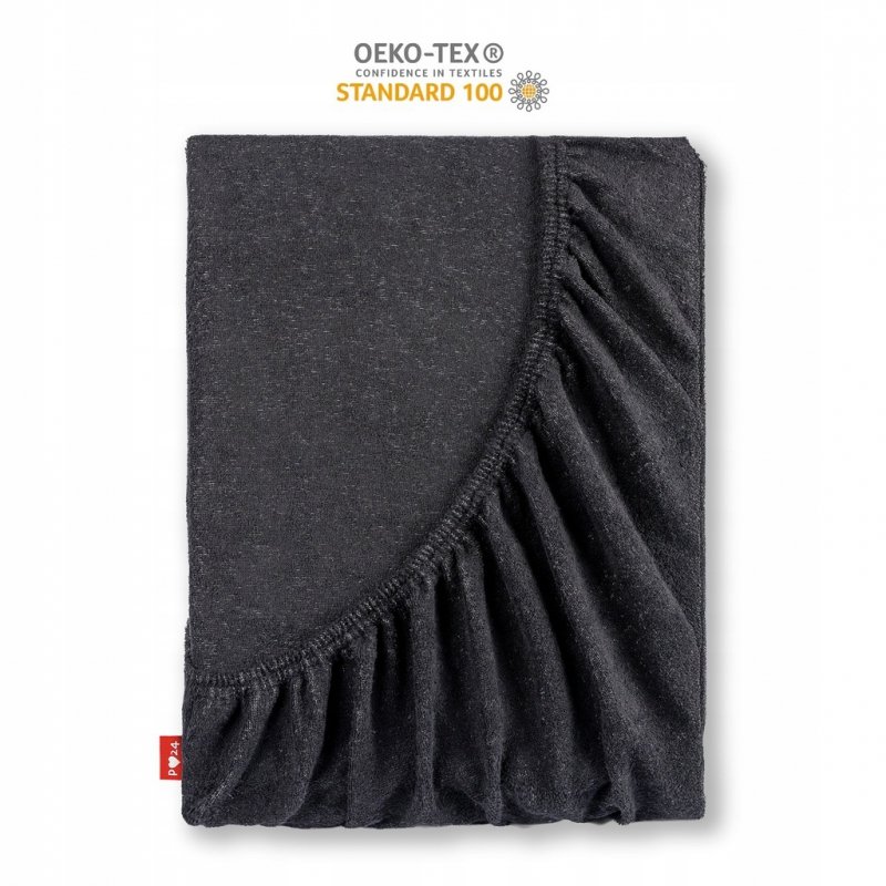 Prześcieradło Frotte z Gumką 80x200 Gruba Bawełna 200g Bok 30 cm czarny