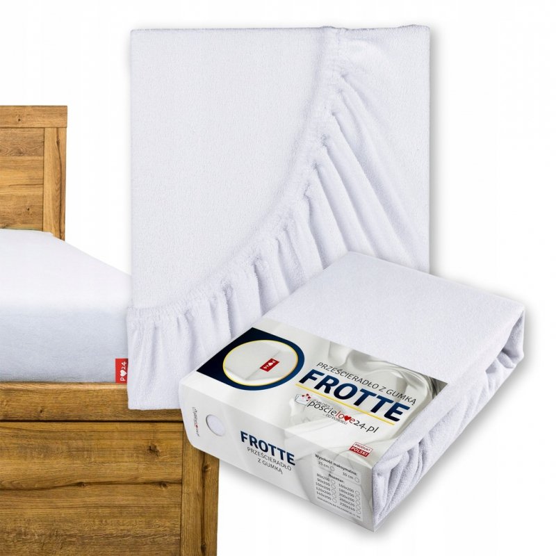 Prześcieradło Frotte z Gumką 80x200 Gruba Bawełna 200g Bok 30 cm biały