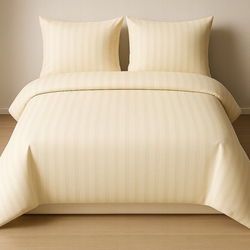 POŚCIEL 200x220 HOTELOWA 100% GRUBA BAWEŁNA SATYNOWA ADAMASZEK ECRU