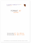 Szablon formatu A7 - netto / brutto. 74 x 105 mm. Plik pdf do pobrania.