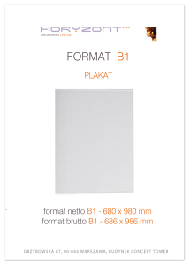 plakat B1, druk pełnokolorowy jednostronny 4+0, na papierze kredowym 350 g mat, 50 sztuk