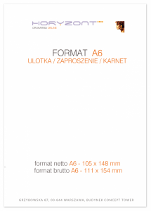 ulotka A6, druk pełnokolorowy obustronny 4+4, na papierze kredowym, 250 g, 2500 sztuk