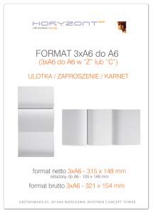 ulotka 3 x A6 składana do A6, druk pełnokolorowy obustronny 4+4, na papierze kredowym, 130 g, tryb ekspres 300 sztuk