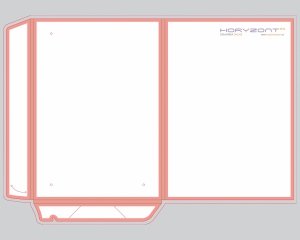 Szablon teczki Eko na papierach ozdobnych Materica Kraft / Kraftliner 338 x 479 mm, dwubigowy. Plik pdf do pobrania.