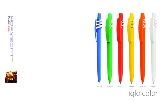 długopis IGLO COLOR do nadruku, nadruk Pantone z palety do wyboru 1+0 - 400 sztuk