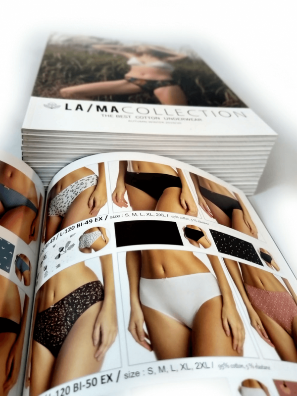 katalog A5, druk pełnokolorowy obustronny 4+4, na papierze kredowym, kreda 130 g, 40 str., 30 sztuk
