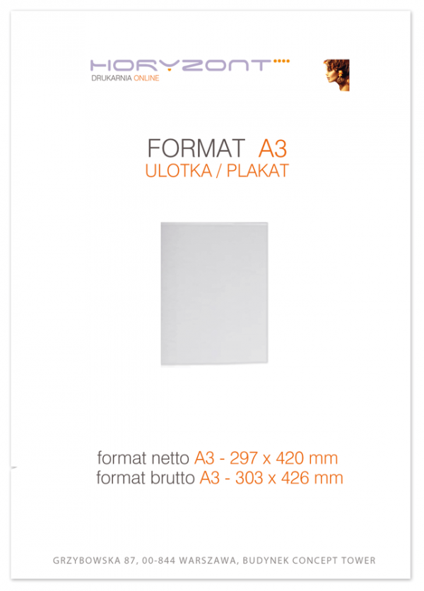 ulotka A3, druk dwustronny 4+4, folia błysk dwustronna, papier kredowy 170 g, 300 sztuk 