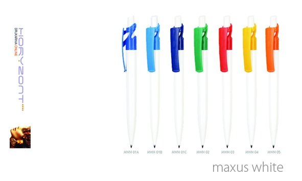długopis MAXUS WHITE do nadruku, nadruk Pantone z palety do wyboru 1+0 - 400 sztuk