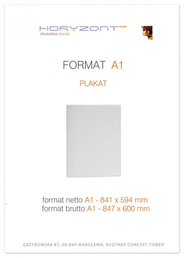 plakat A1 - foliowany 1+0, druk jednostronny 4+0, na papierze kredowym 170 g, 100 sztuk