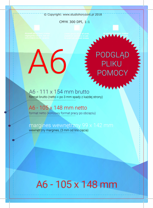 ulotka A6, druk pełnokolorowy obustronny 4+4, na papierze kredowym, 250 g, 100 sztuk
