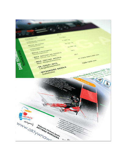 papier firmowy A4 składany do DL-C, druk pełnokolorowy obustronny 4+4, na papierze offset 120g, 1500 sztuk
