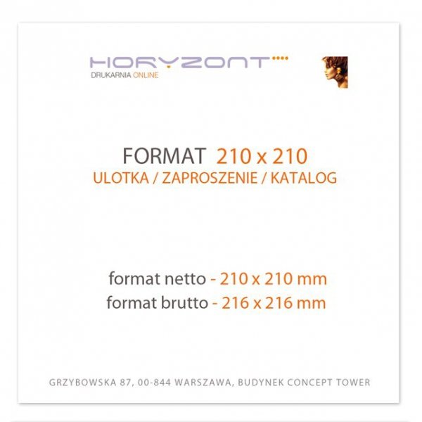 katalog 210 x 210 mm, druk pełnokolorowy obustronny 4+4, na papierze kredowym, kreda 130 g, 20 str., 250 sztuk