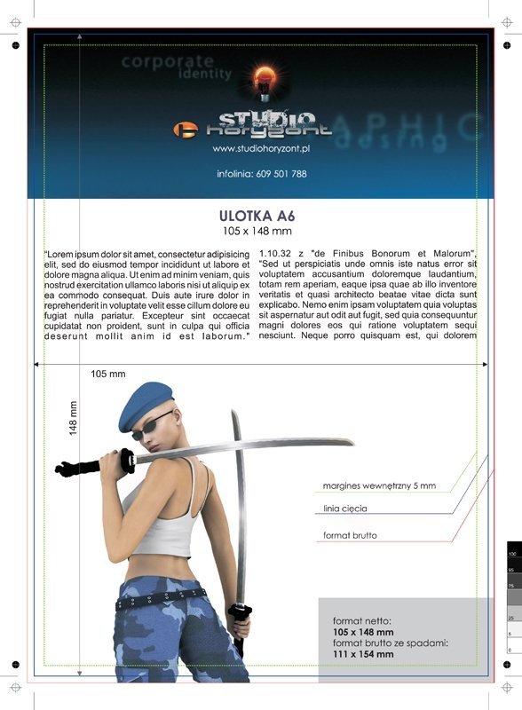 ulotka A6, druk pełnokolorowy obustronny 4+4, na papierze kredowym, 200 g, 200 sztuk