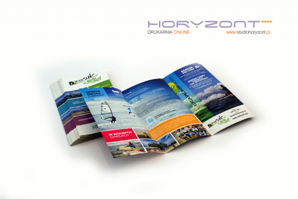 ulotka A4 składana do DL, druk pełnokolorowy obustronny 4+4, na papierze kredowym, 250 g, 300 sztuk