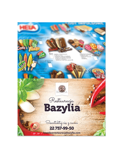 ulotka A4 składana do DL, druk pełnokolorowy obustronny 4+4, na papierze kredowym, 250 g, 300 sztuk