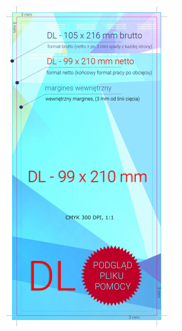 ulotka DL, druk pełnokolorowy obustronny 4+4, na papierze kredowym, 130 g, 1000 sztuk  