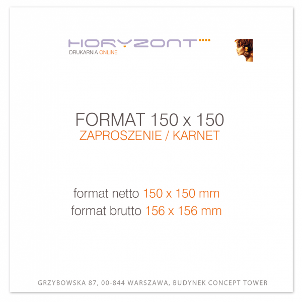  ulotka 150 x 150 mm, druk pełnokolorowy obustronny 4+4, na papierze offsetowym 90 g, 50 sztuk  	